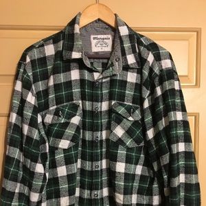 Green, Black and White Mens Wool Flannel Shirt